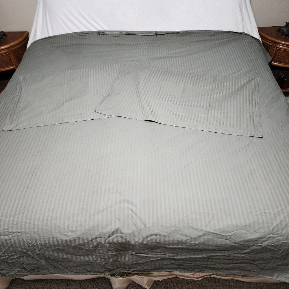 Luxury King Sage Sateen100% Cotton Ultra Soft Damask Duvet Cover Set